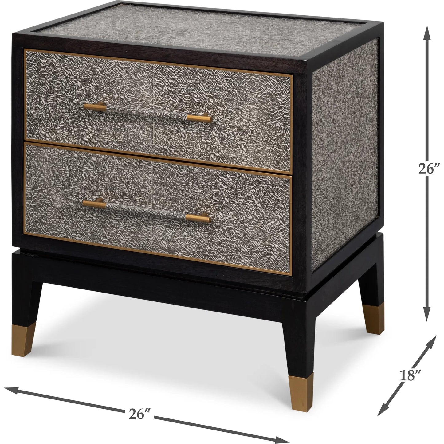 006 SI-2372525 | Additional Silo | Horatio Night Stand by Sarreid Ltd. in grey. Made from wood, iron, leather, mdf, antique grey leather in a modern style.