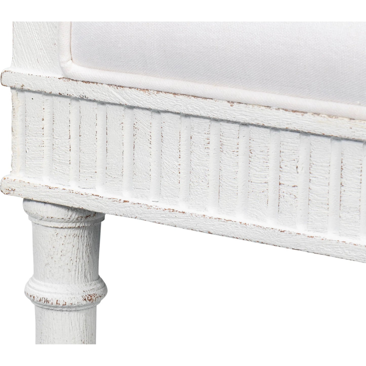 005 SI-2238534 | Closeup | Gale Bungalow Bench by Sarreid Ltd. in bungalow white. Made from acacia wood in a traditional style.