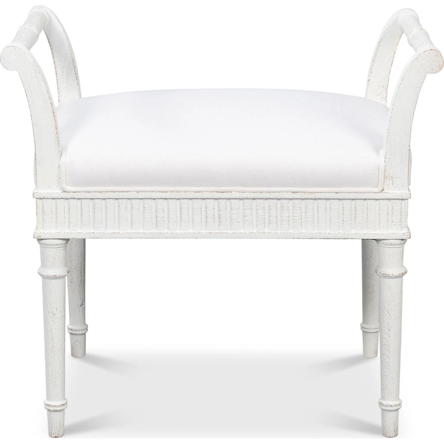 004 SI-2238534 | Additional Silo | Gale Bungalow Bench by Sarreid Ltd. in bungalow white. Made from acacia wood in a traditional style.