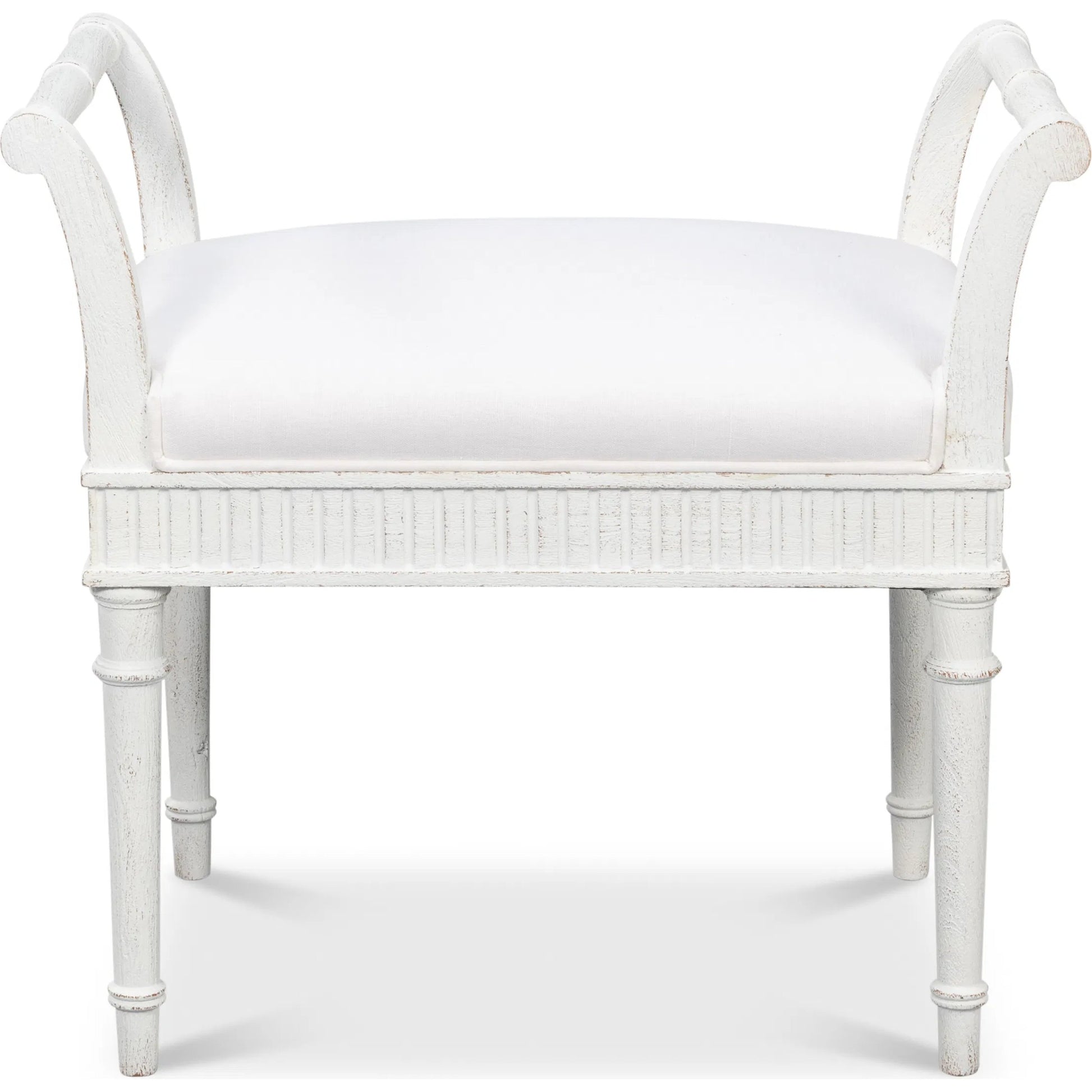 Gale Bungalow Bench by Sarreid Ltd. in bungalow white. Made from acacia wood in a traditional style.
