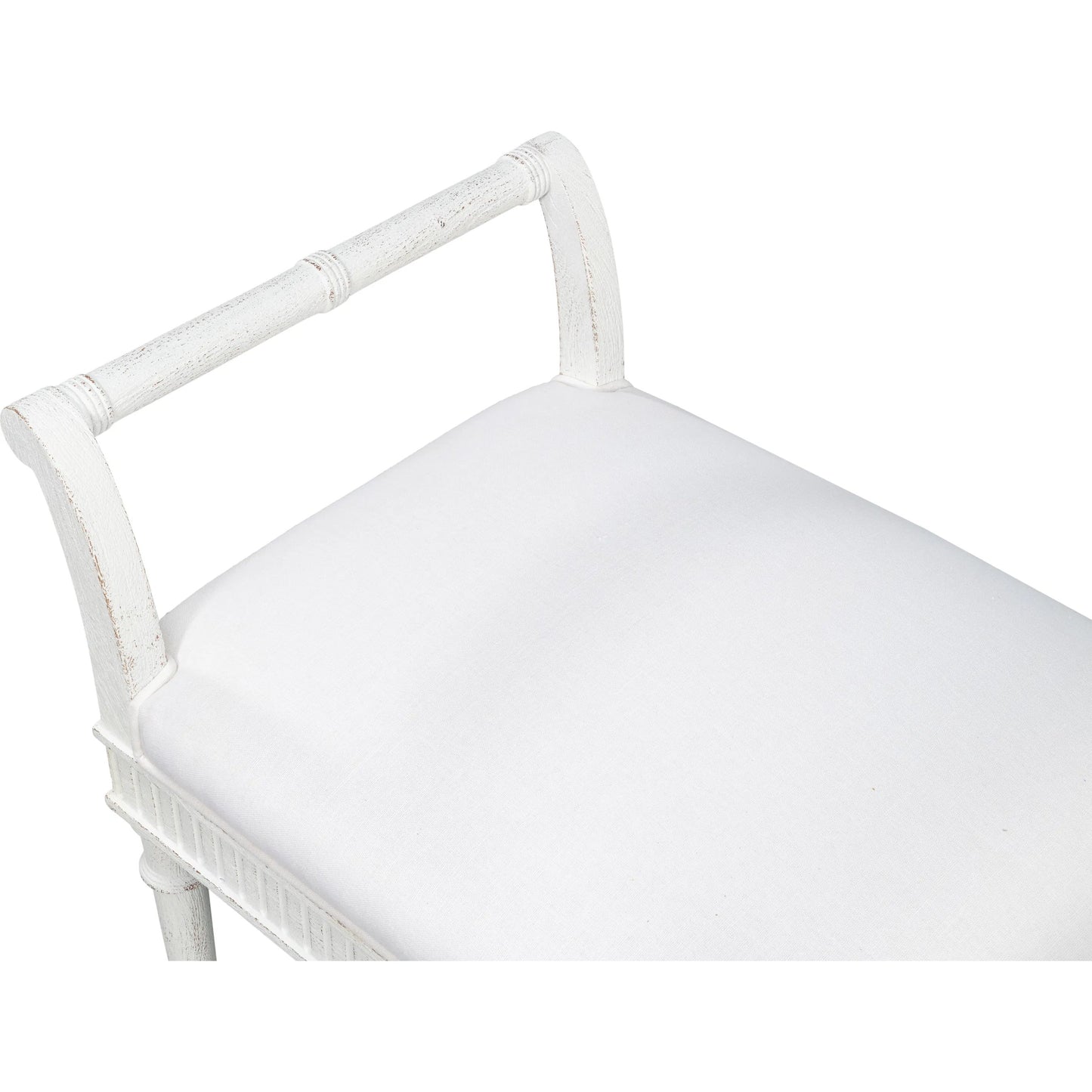 001 SI-2238534 | Closeup | Gale Bungalow Bench by Sarreid Ltd. in bungalow white. Made from acacia wood in a traditional style.