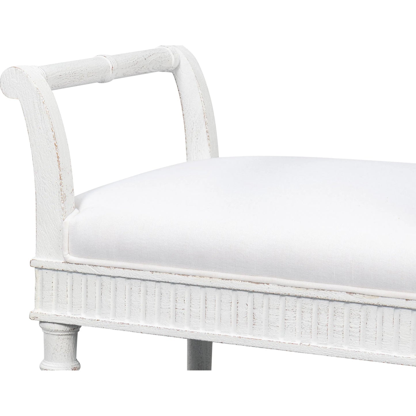 011 SI-2238534 | Closeup | Gale Bungalow Bench by Sarreid Ltd. in bungalow white. Made from acacia wood in a traditional style.