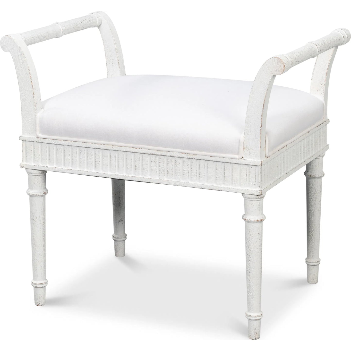 010 SI-2238534 | Primary Silo | Gale Bungalow Bench by Sarreid Ltd. in bungalow white. Made from acacia wood in a traditional style.