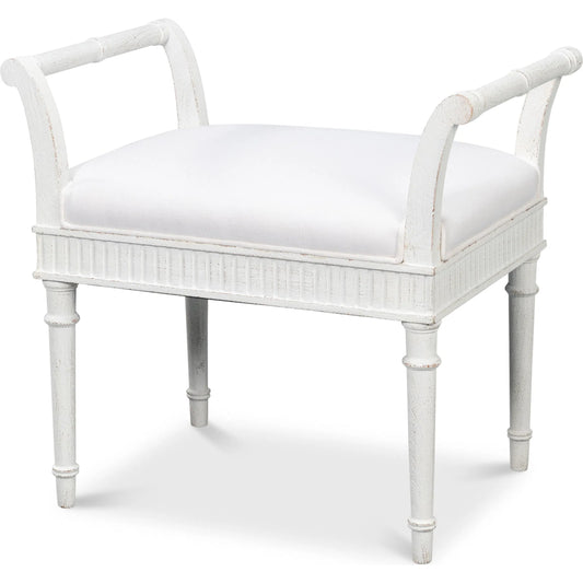 Gale Bungalow Bench by Sarreid Ltd. in bungalow white. Made from acacia wood in a unique style.