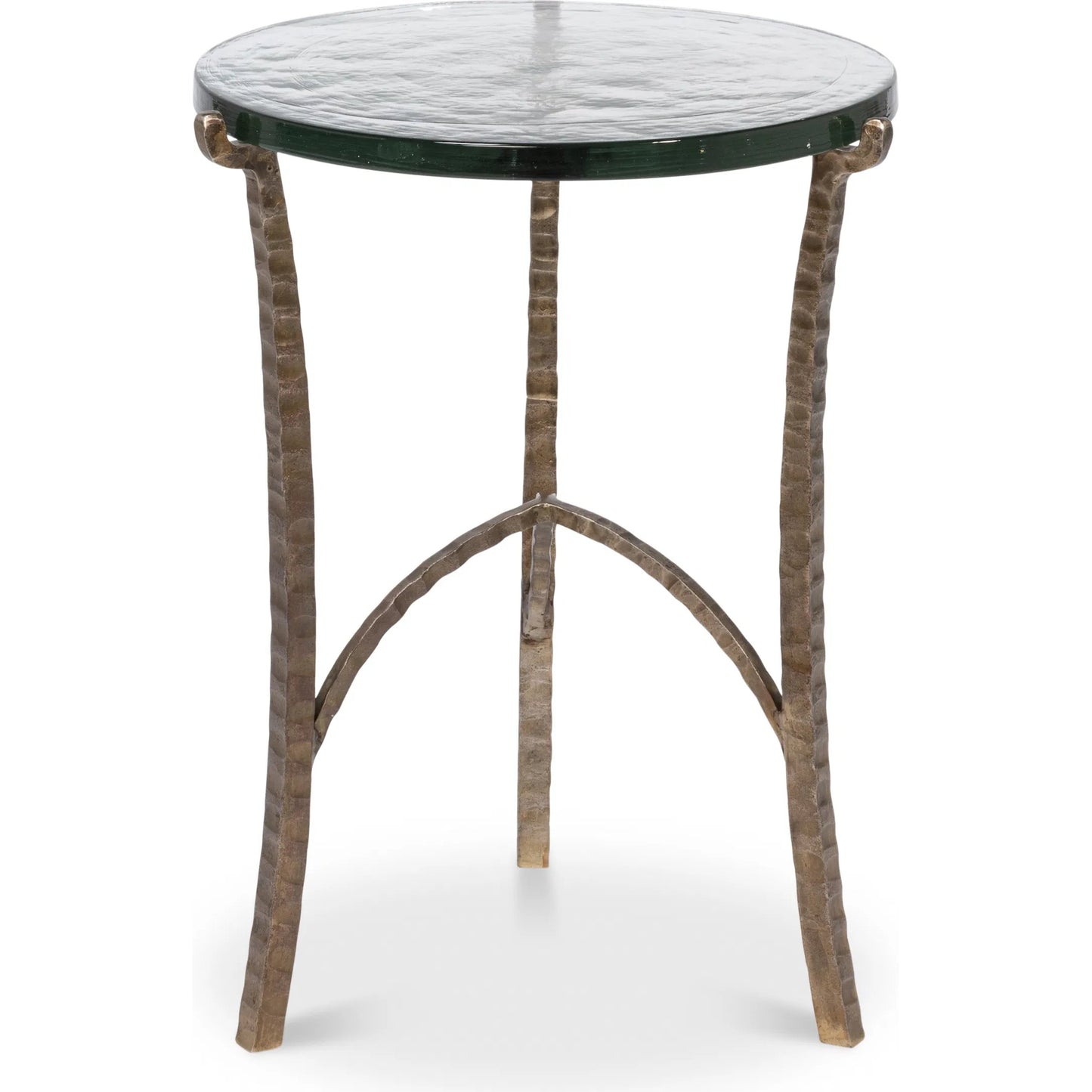 004 SI-2372488 | Additional Silo | Dandy Round Side Table by Sarreid Ltd. in bronze. Made from forged iron, casted glass in a modern style.