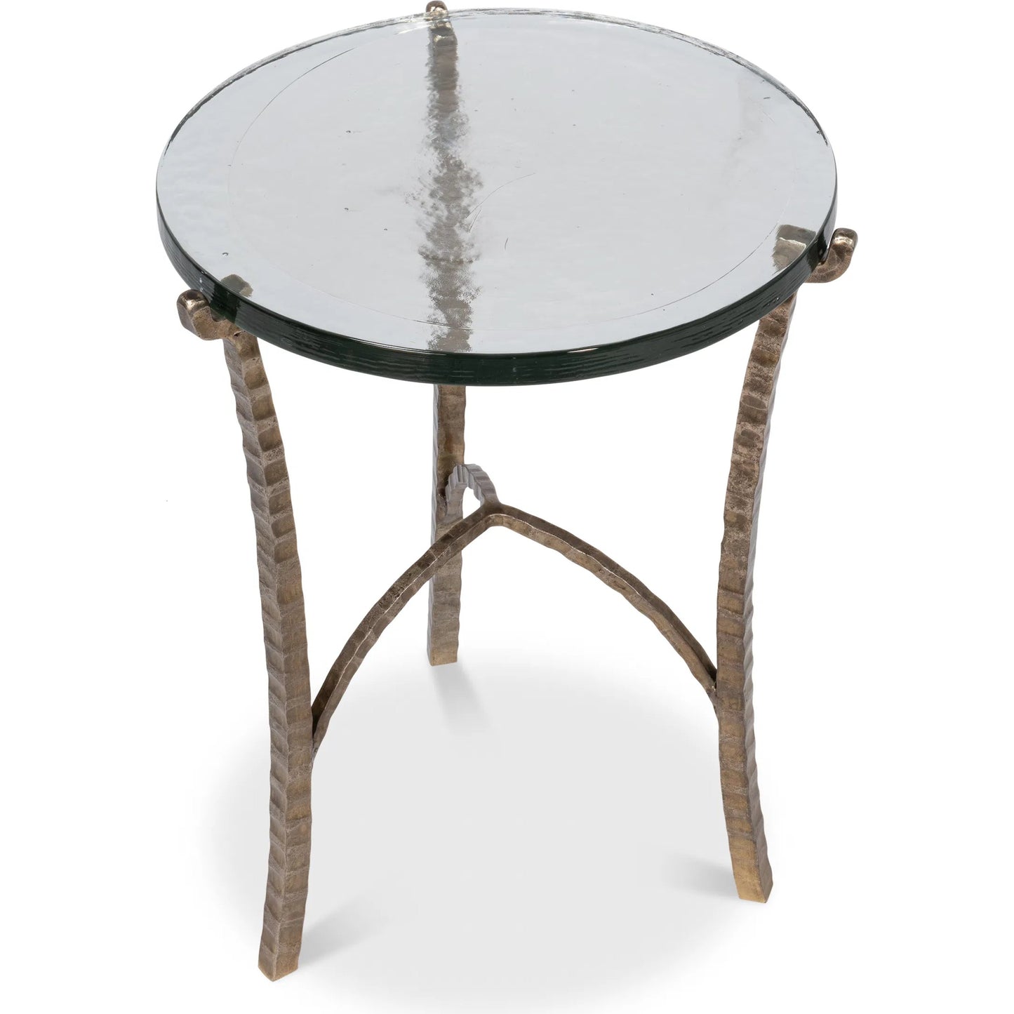 005 SI-2372488 | Additional Silo | Dandy Round Side Table by Sarreid Ltd. in bronze. Made from forged iron, casted glass in a modern style.