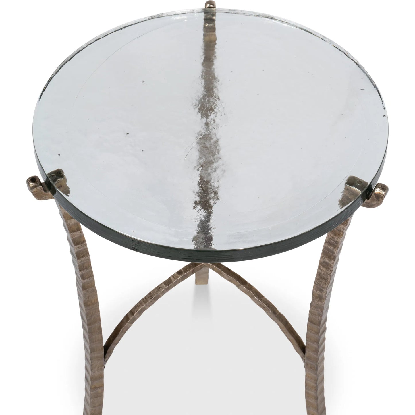006 SI-2372488 | Additional Silo | Dandy Round Side Table by Sarreid Ltd. in bronze. Made from forged iron, casted glass in a modern style.