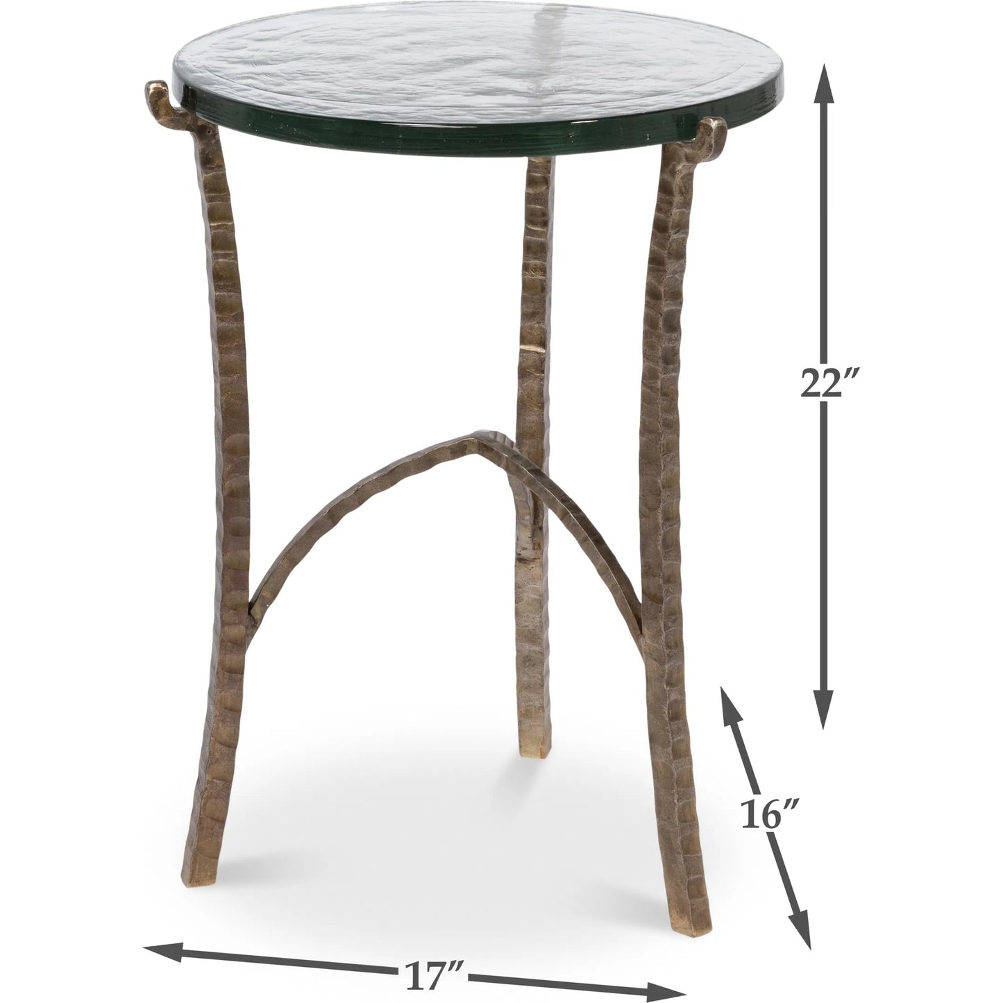 007 SI-2372488 | Additional Silo | Dandy Round Side Table by Sarreid Ltd. in bronze. Made from forged iron, casted glass in a modern style.