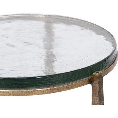 Dorsey Round Side Table 17" by Sarreid Ltd. in bronze. Made from forged iron in a modern style.