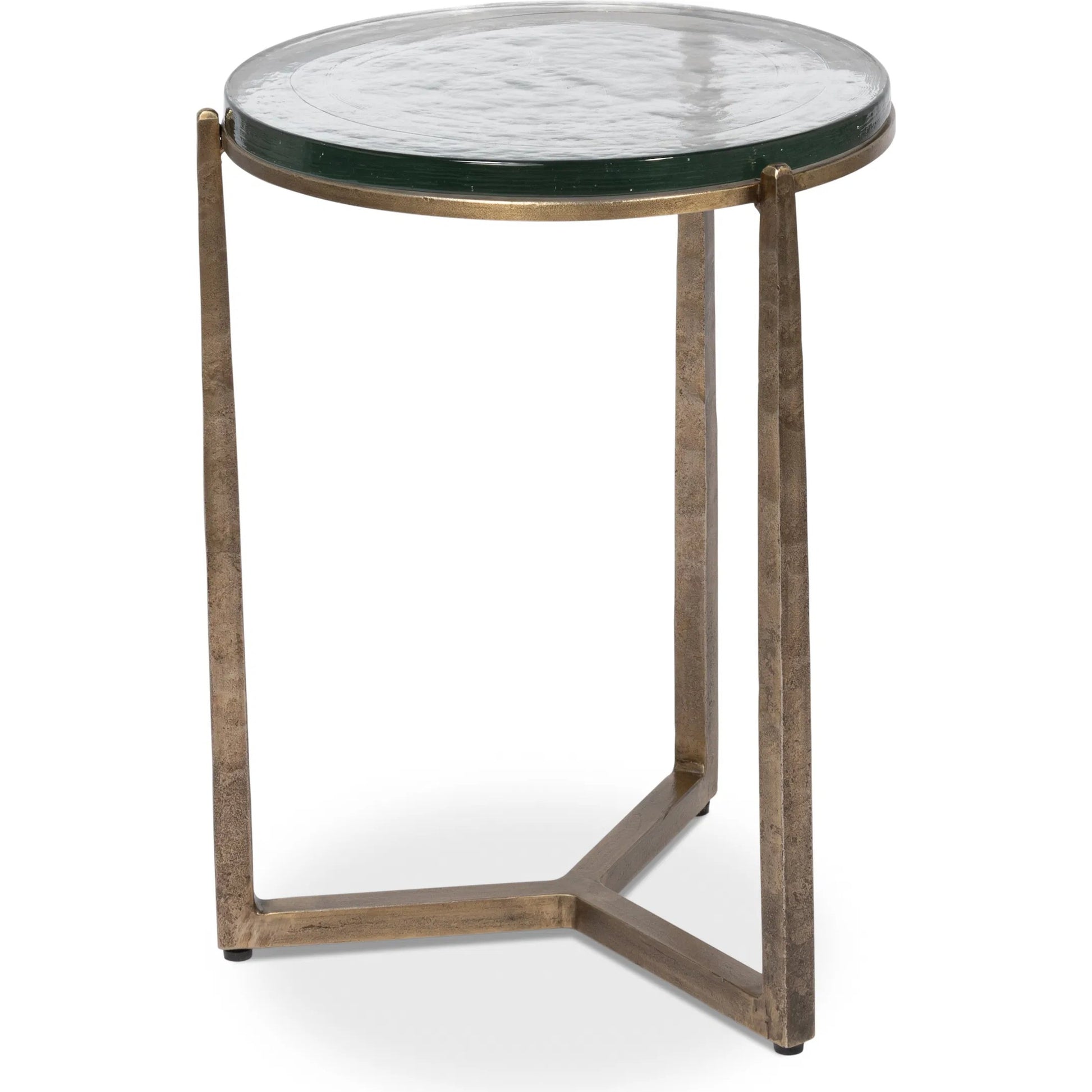 Dorsey Round Side Table 17" by Sarreid Ltd. in bronze. Made from forged iron in a modern style.
