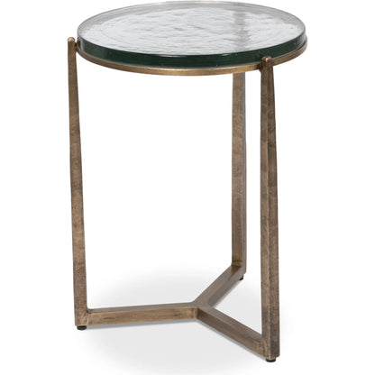 Dorsey Round Side Table 17" by Sarreid Ltd. in bronze. Made from forged iron in a modern style.