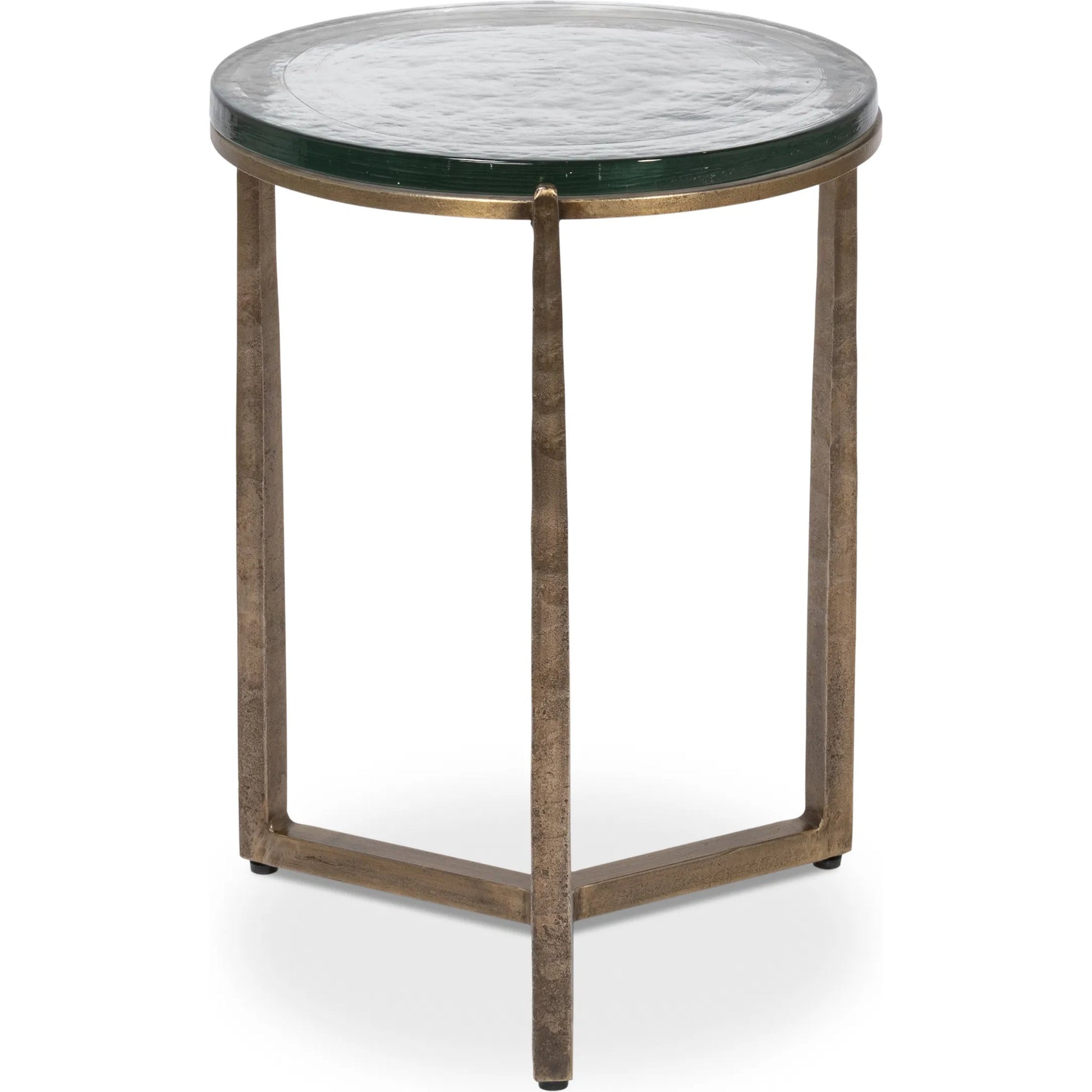 Dorsey Round Side Table 17" by Sarreid Ltd. in bronze. Made from forged iron in a modern style.