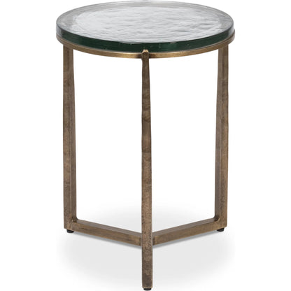 Dorsey Round Side Table 17" by Sarreid Ltd. in bronze. Made from forged iron in a modern style.