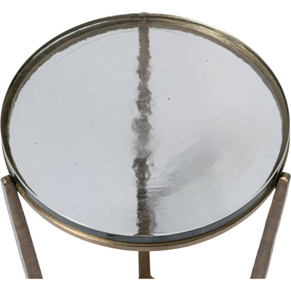 Dorsey Round Side Table 17" by Sarreid Ltd. in bronze. Made from forged iron in a modern style.