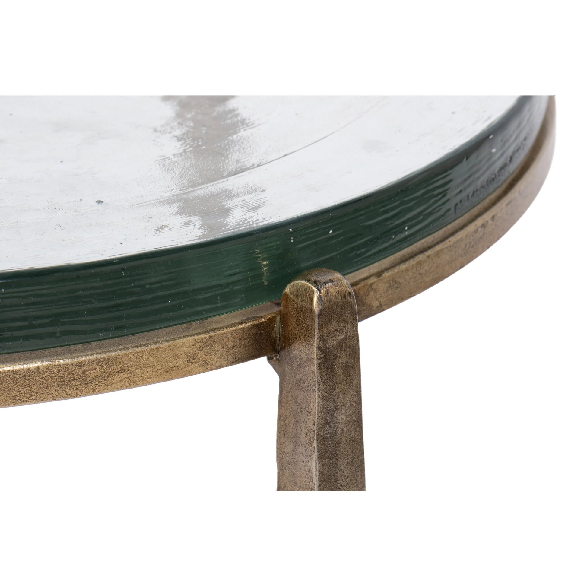 Dorsey Round Side Table 17" by Sarreid Ltd. in bronze. Made from forged iron in a modern style.