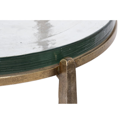 Dorsey Round Side Table 17" by Sarreid Ltd. in bronze. Made from forged iron in a modern style.