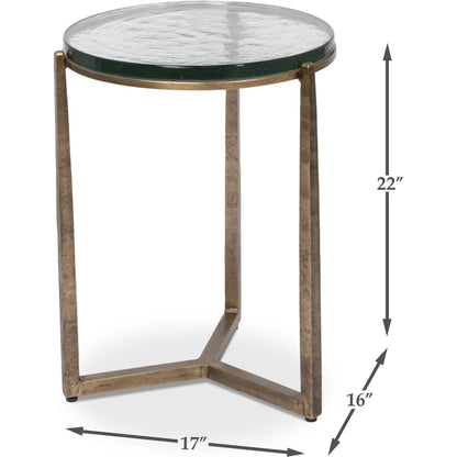 Dorsey Round Side Table 17" by Sarreid Ltd. in bronze. Made from forged iron in a modern style.
