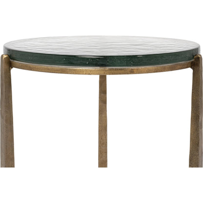 Dorsey Round Side Table 23" by Sarreid Ltd. in bronze. Made from forged iron in a modern style.