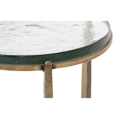 Dorsey Round Side Table 23" by Sarreid Ltd. in bronze. Made from forged iron in a modern style.