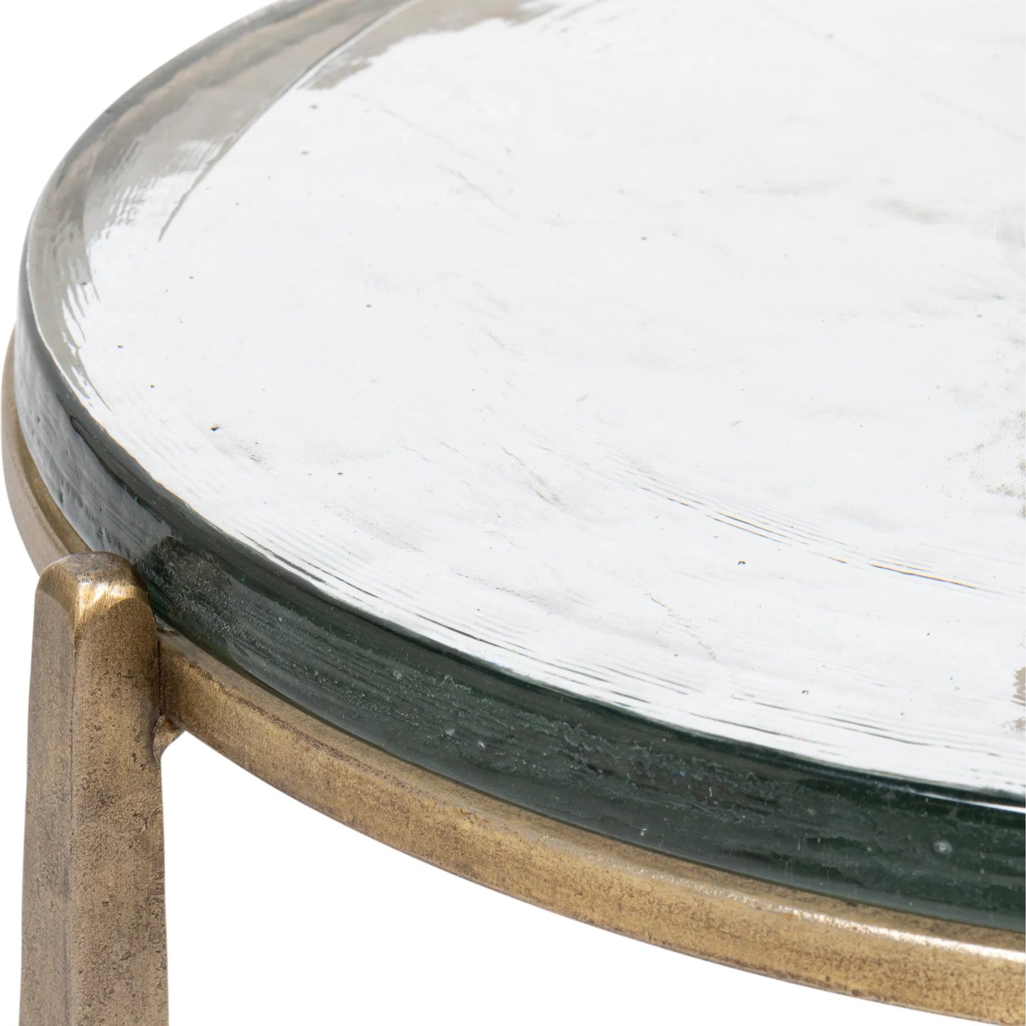 011 SI-2372498 | Closeup | Dorsey Round Side Table 23" by Sarreid Ltd. in bronze. Made from forged iron in a modern style.