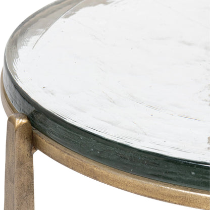 Dorsey Round Side Table 23" by Sarreid Ltd. in bronze. Made from forged iron in a modern style.