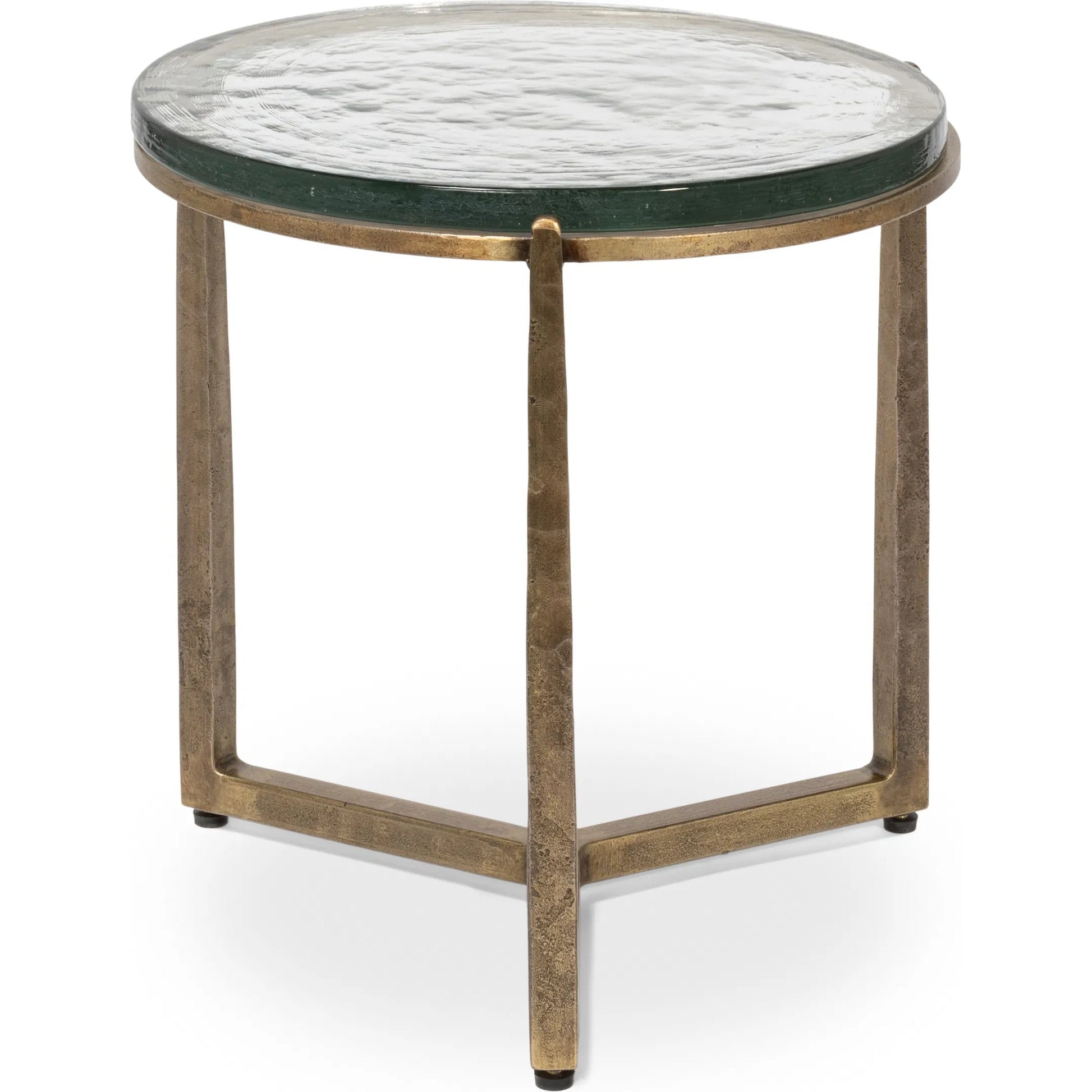 Dorsey Round Side Table 23" by Sarreid Ltd. in bronze. Made from forged iron in a modern style.