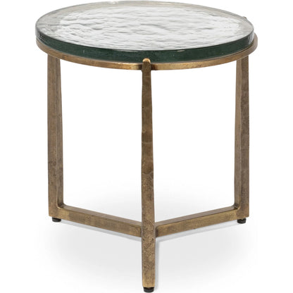 Dorsey Round Side Table 23" by Sarreid Ltd. in bronze. Made from forged iron in a modern style.