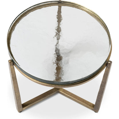 Dorsey Round Side Table 23" by Sarreid Ltd. in bronze. Made from forged iron in a modern style.