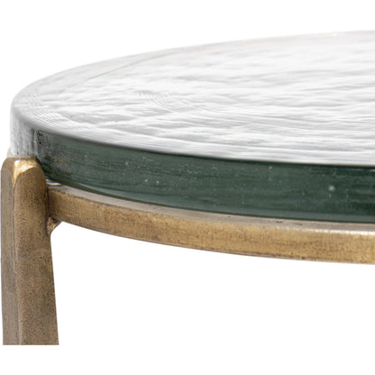 Dorsey Round Side Table 23" by Sarreid Ltd. in bronze. Made from forged iron in a modern style.