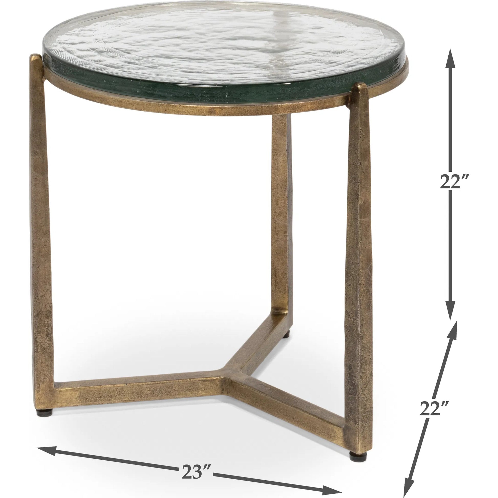 Dorsey Round Side Table 23" by Sarreid Ltd. in bronze. Made from forged iron in a modern style.