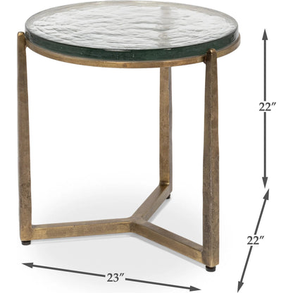 Dorsey Round Side Table 23" by Sarreid Ltd. in bronze. Made from forged iron in a modern style.