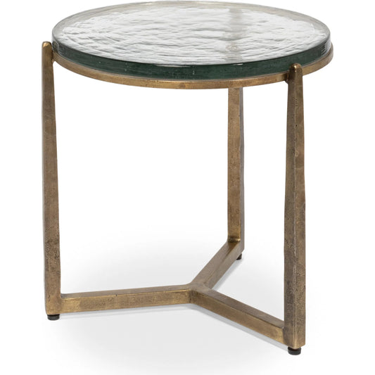 Dorsey Round Side Table 23" by Sarreid Ltd. in bronze. Made from forged iron in a unique style.