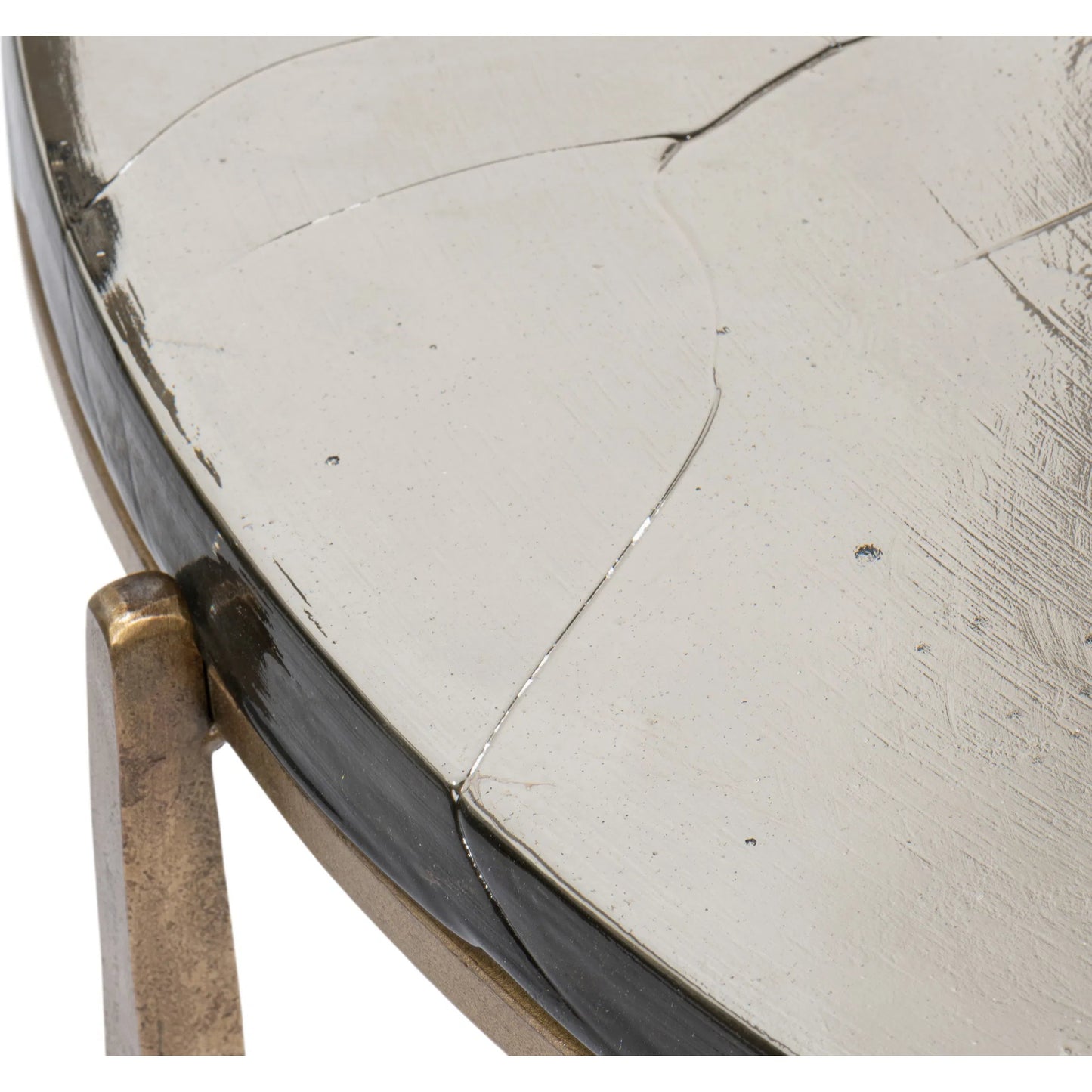 009 SI-2372495 | Closeup | Dorsey Round Coffee Table by Sarreid Ltd. in bronze. Made from forged iron in a modern style.