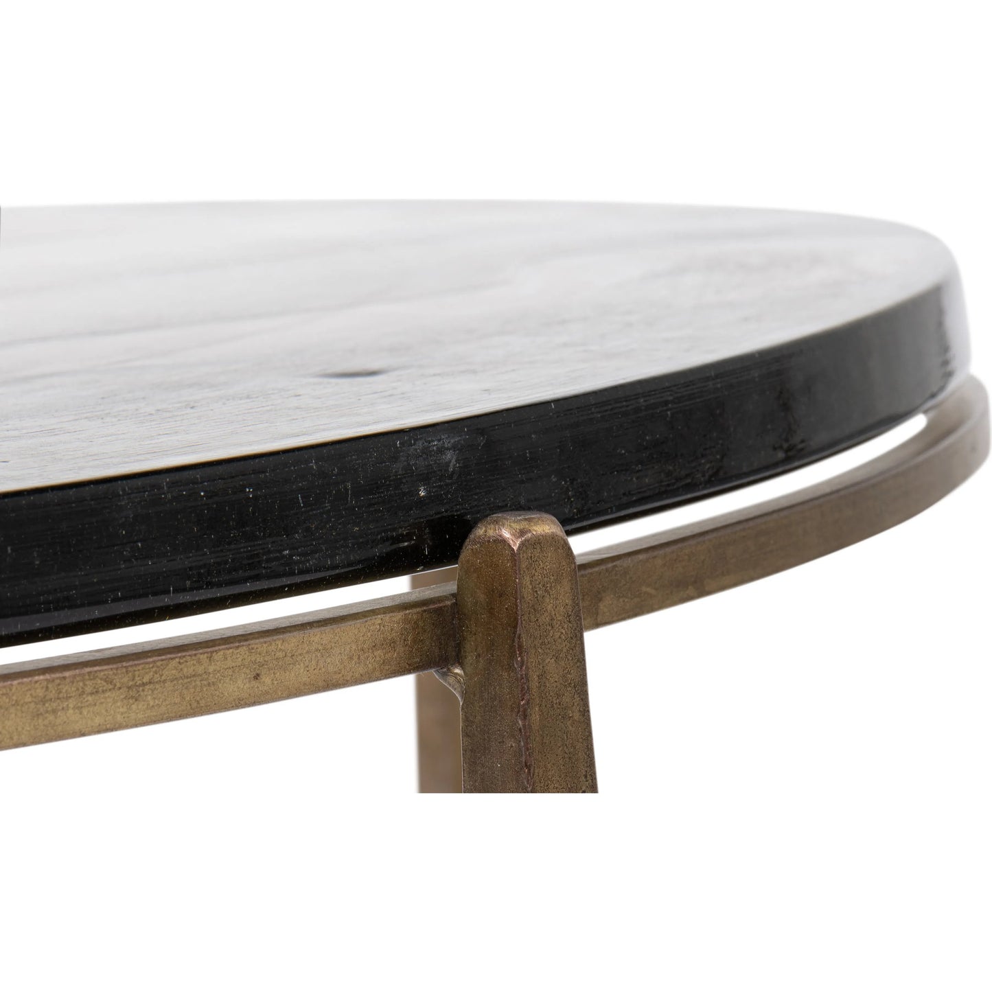 013 SI-2372495 | Closeup | Dorsey Round Coffee Table by Sarreid Ltd. in bronze. Made from forged iron in a modern style.