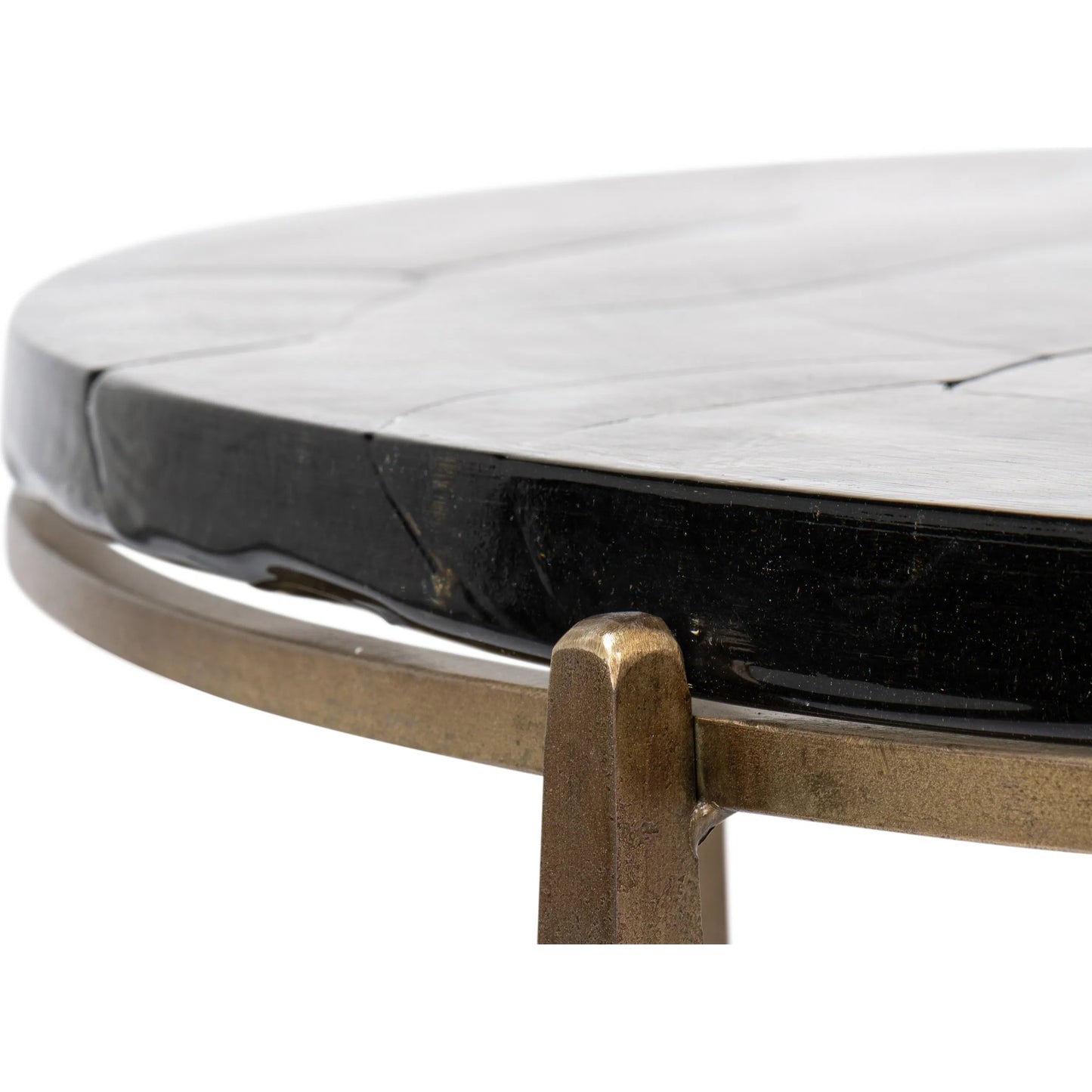 012 SI-2372495 | Closeup | Dorsey Round Coffee Table by Sarreid Ltd. in bronze. Made from forged iron in a modern style.