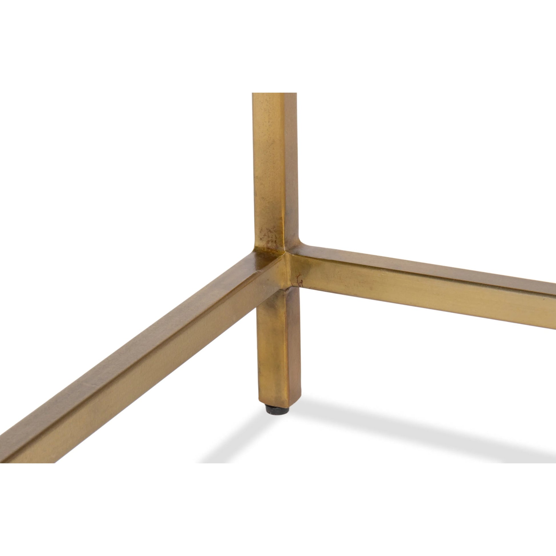 Christian Side Table by Sarreid Ltd. in aged brass. Made from forged iron with aged brass in a unique style.