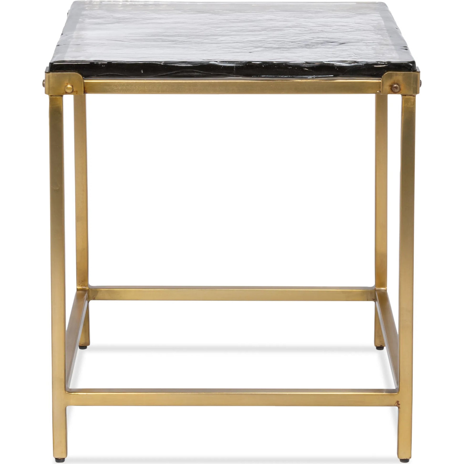 Christian Side Table by Sarreid Ltd. in aged brass. Made from forged iron with aged brass in a unique style.