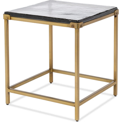 Christian Side Table by Sarreid Ltd. in aged brass. Made from forged iron with aged brass in a unique style.