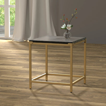 Christian Side Table by Sarreid Ltd. in aged brass. Made from forged iron with aged brass in a unique style.