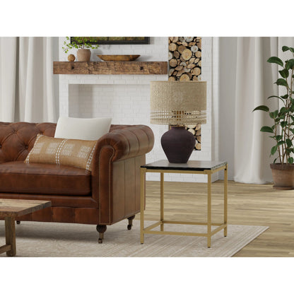 Christian Side Table by Sarreid Ltd. in aged brass. Made from forged iron with aged brass in a unique style.