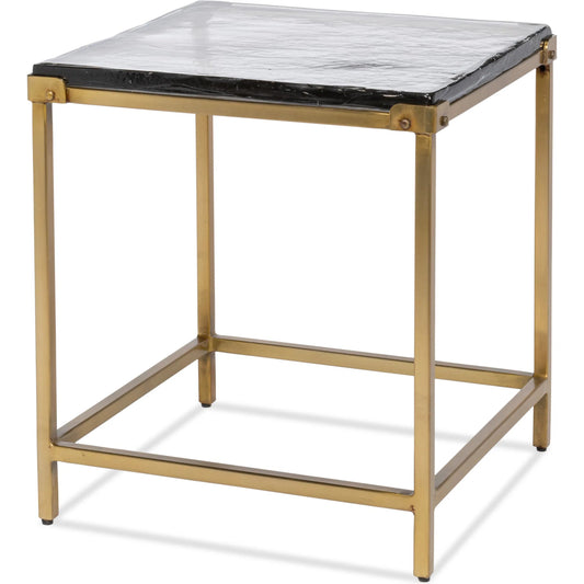 Christian Side Table by Sarreid Ltd. in aged brass. Made from forged iron with aged brass in a unique style.