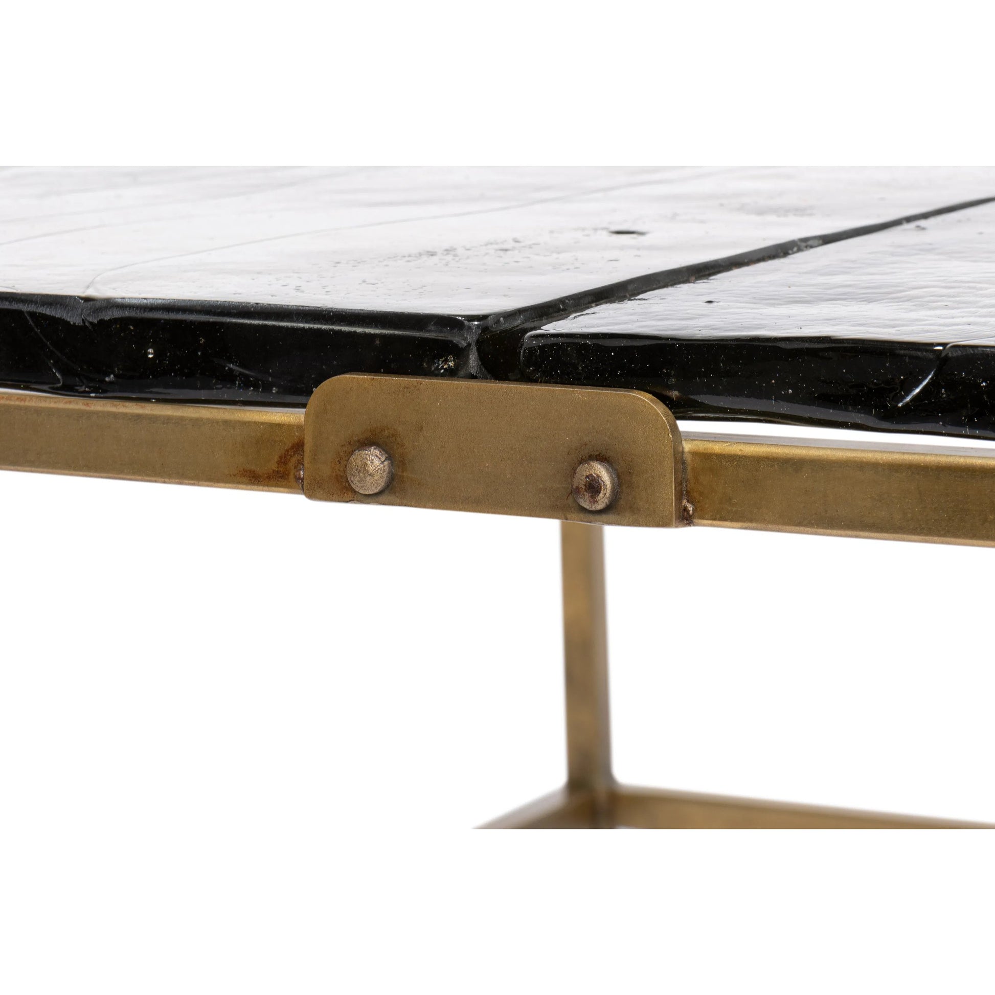 Titus Coffee Table by Sarreid Ltd. in bronze and cast glass top. Made from unique in a modern style.