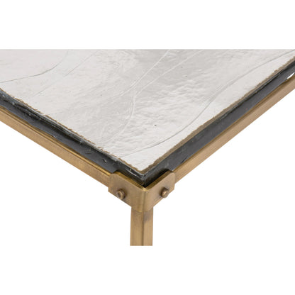 Titus Coffee Table by Sarreid Ltd. in bronze and cast glass top. Made from unique in a modern style.