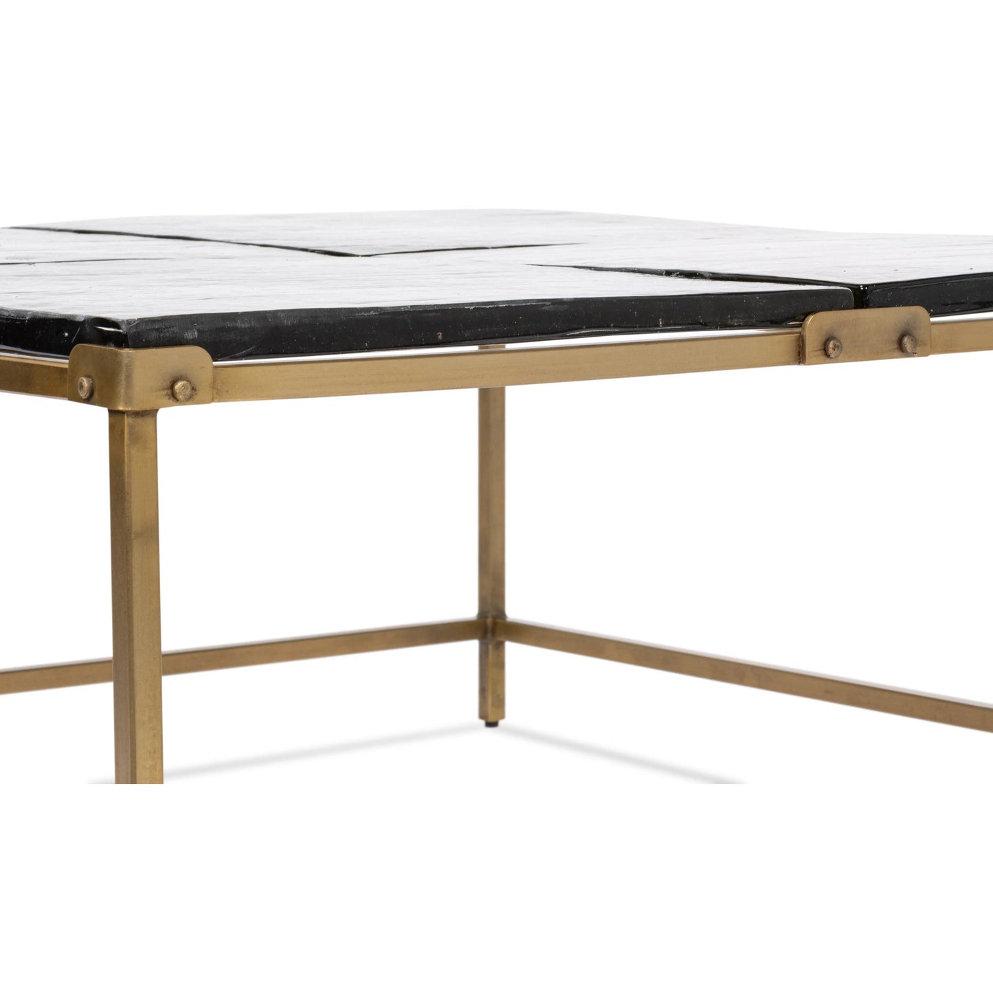 009 SI-2372580 | Closeup | Titus Coffee Table by Sarreid Ltd. in bronze and cast glass top. Made from unique in a modern style.