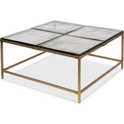 Titus Coffee Table by Sarreid Ltd. in bronze and cast glass top. Made from unique in a modern style.