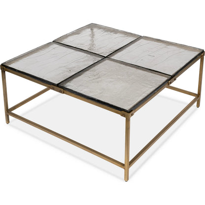 Titus Coffee Table by Sarreid Ltd. in bronze and cast glass top. Made from unique in a modern style.