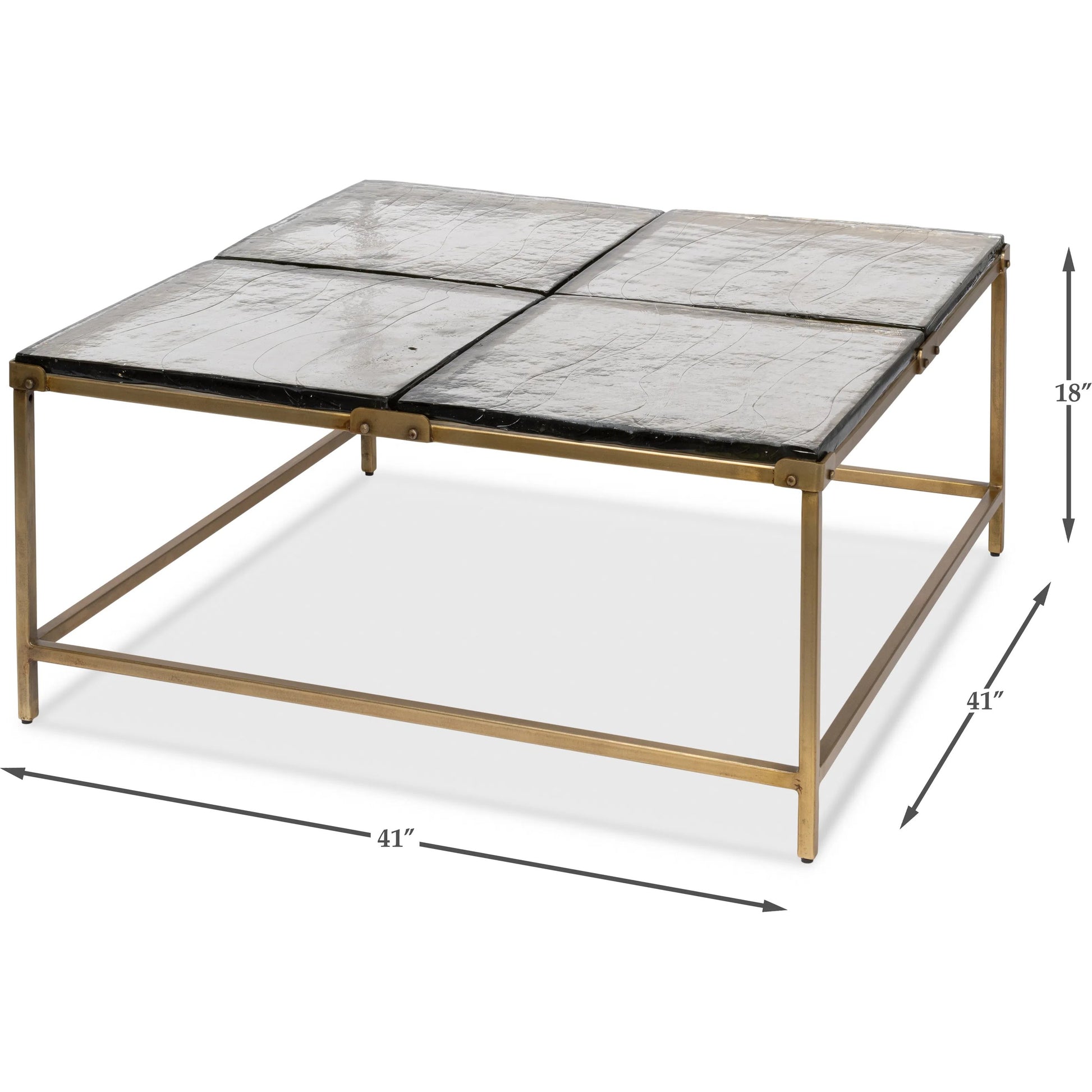 Titus Coffee Table by Sarreid Ltd. in bronze and cast glass top. Made from unique in a modern style.