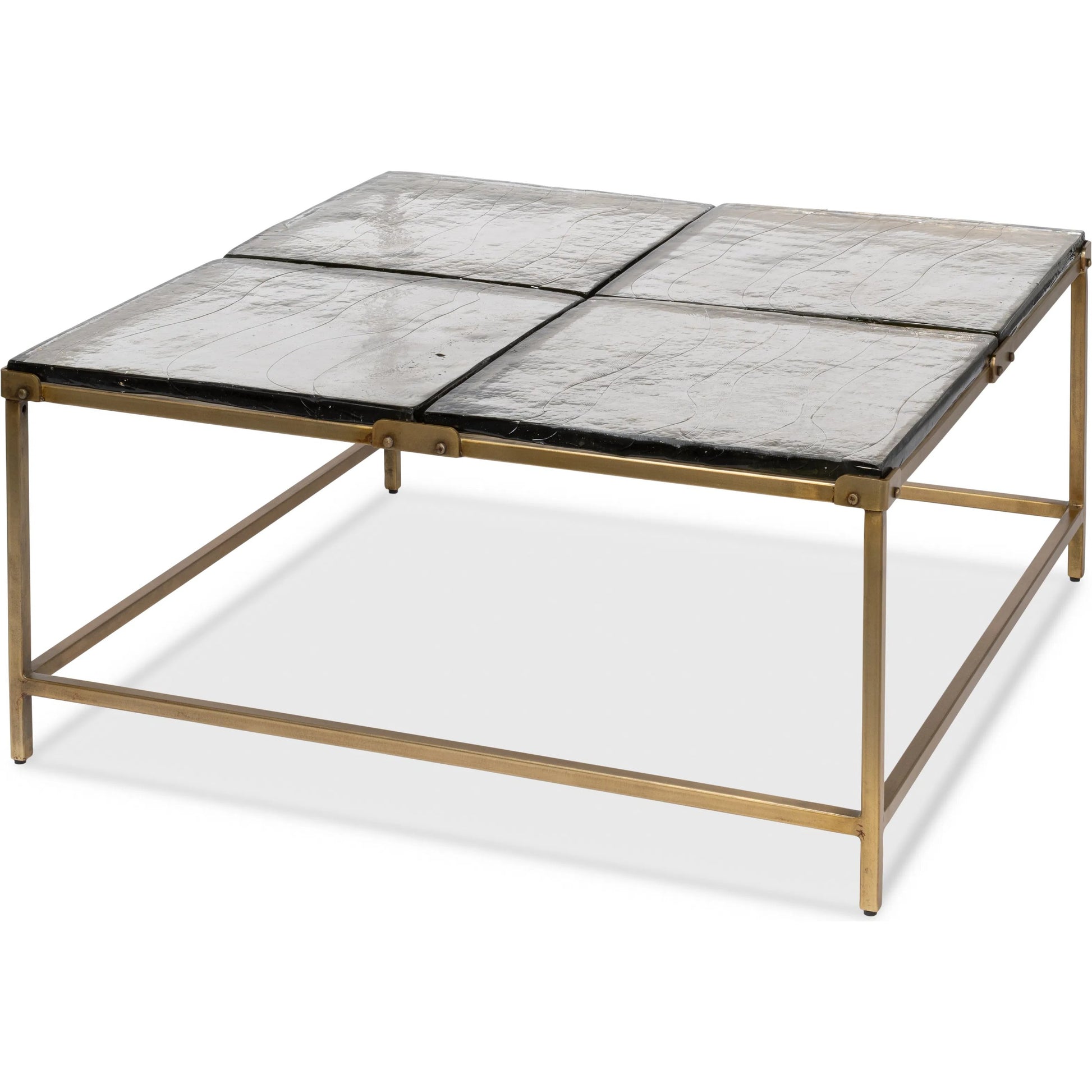 Titus Coffee Table by Sarreid Ltd. in bronze and cast glass top. Made from unique in a modern style.