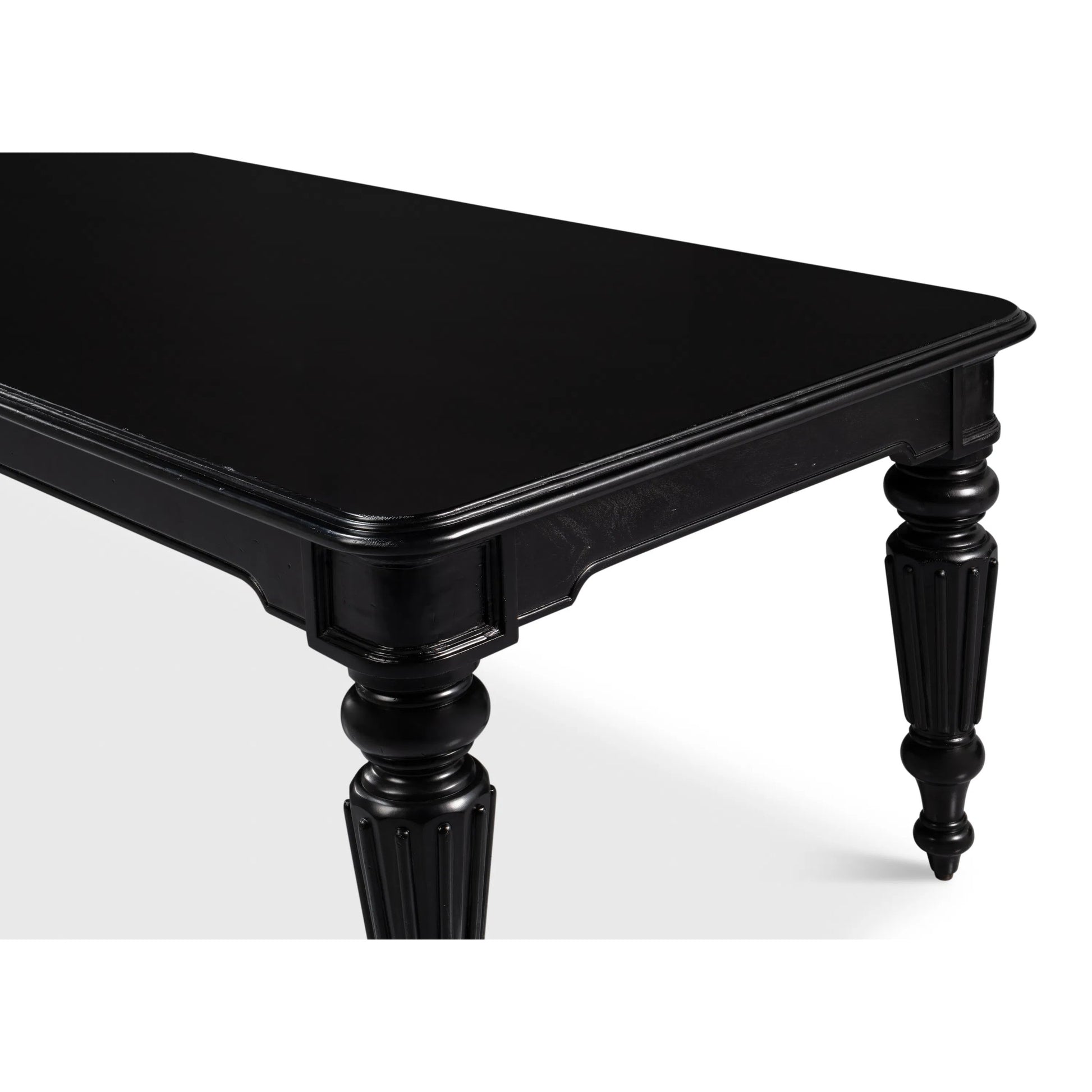 Scarlett Dining Table by Sarreid Ltd. in black. Made from acacia wood in a unique style.