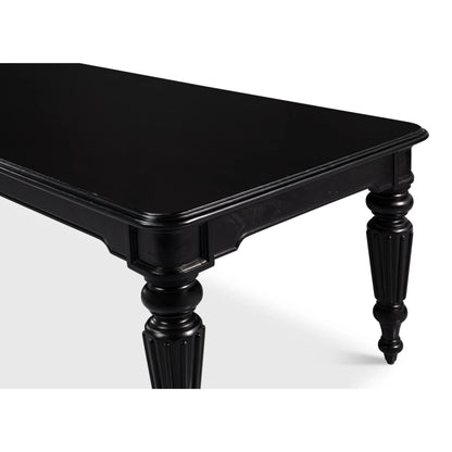 Scarlett Dining Table by Sarreid Ltd. in black. Made from acacia wood in a unique style.